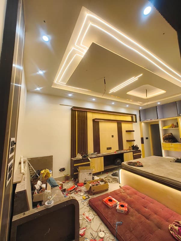 Bedroom with LED false ceiling lighting